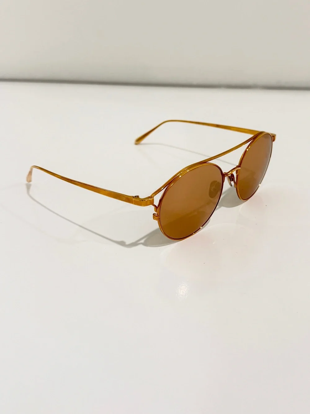 Linda Farrow LFL825 C3 Rayan Oval Aviator Rose Gold Titanium Sunglasses NWT